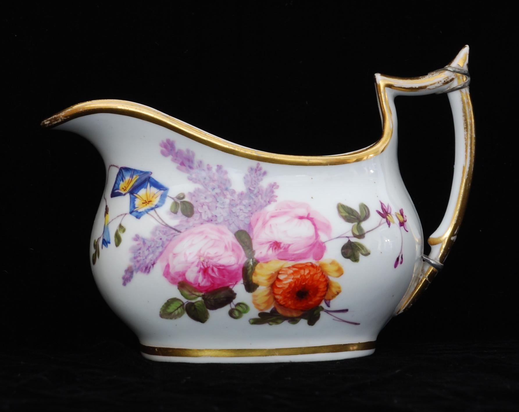 Teekanne, Milchkännchen, Zucker Nantgarw Porzellan, um 1815 im Angebot 10