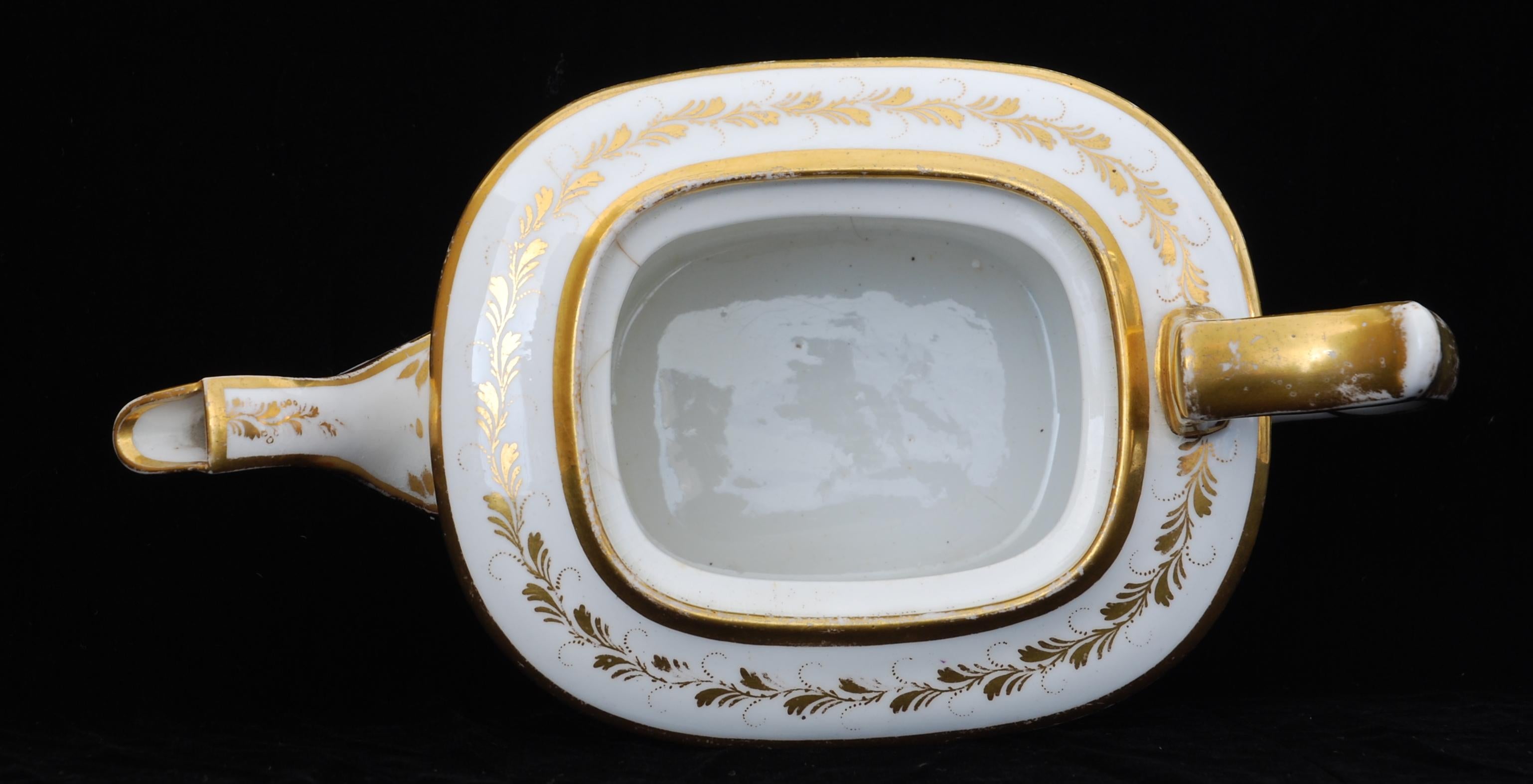 Molded Teapot, Creamer, Sugar Nantgarw Porcelain, circa 1815 For Sale