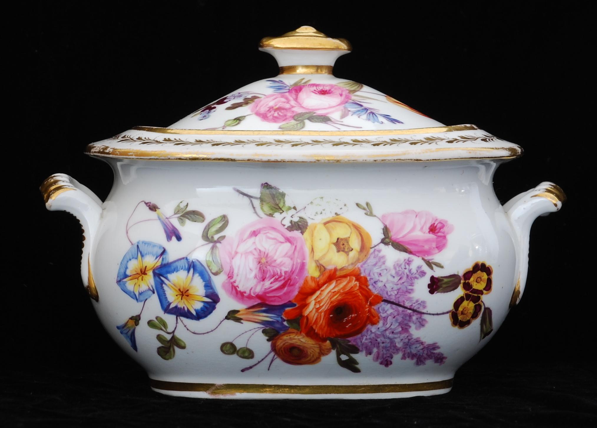 Early 19th Century Teapot, Creamer, Sugar Nantgarw Porcelain, circa 1815 For Sale