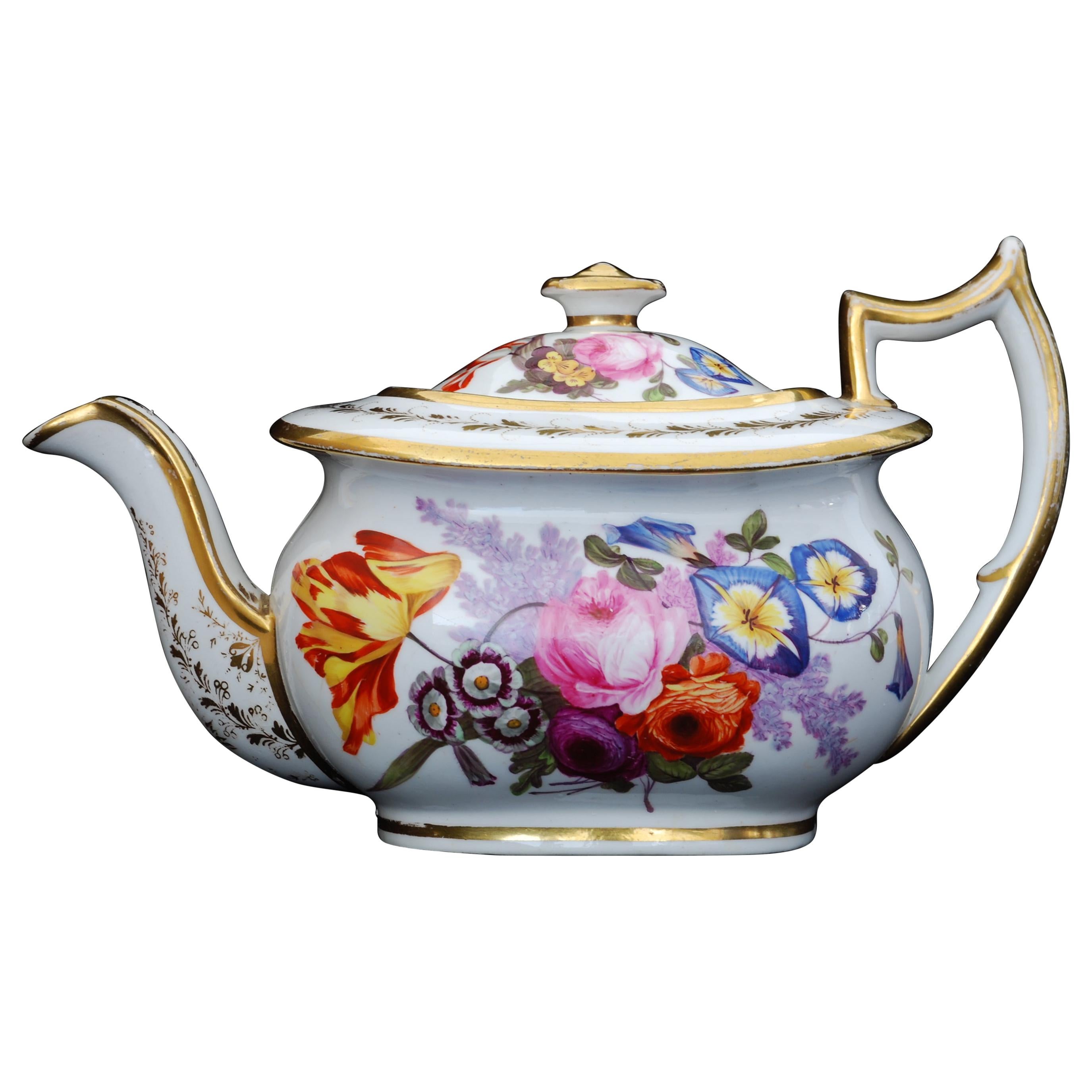 Teapot, Creamer, Sugar Nantgarw Porcelain, circa 1815