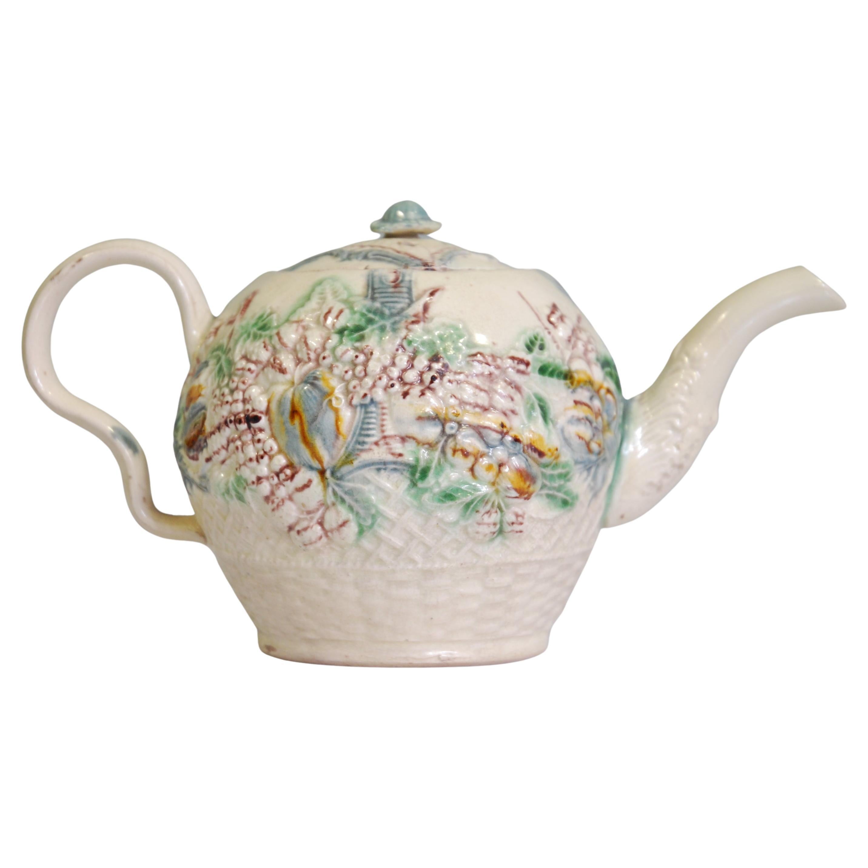 Teapot, Fruitbasket, William Greatbatch, circa 1770 For Sale