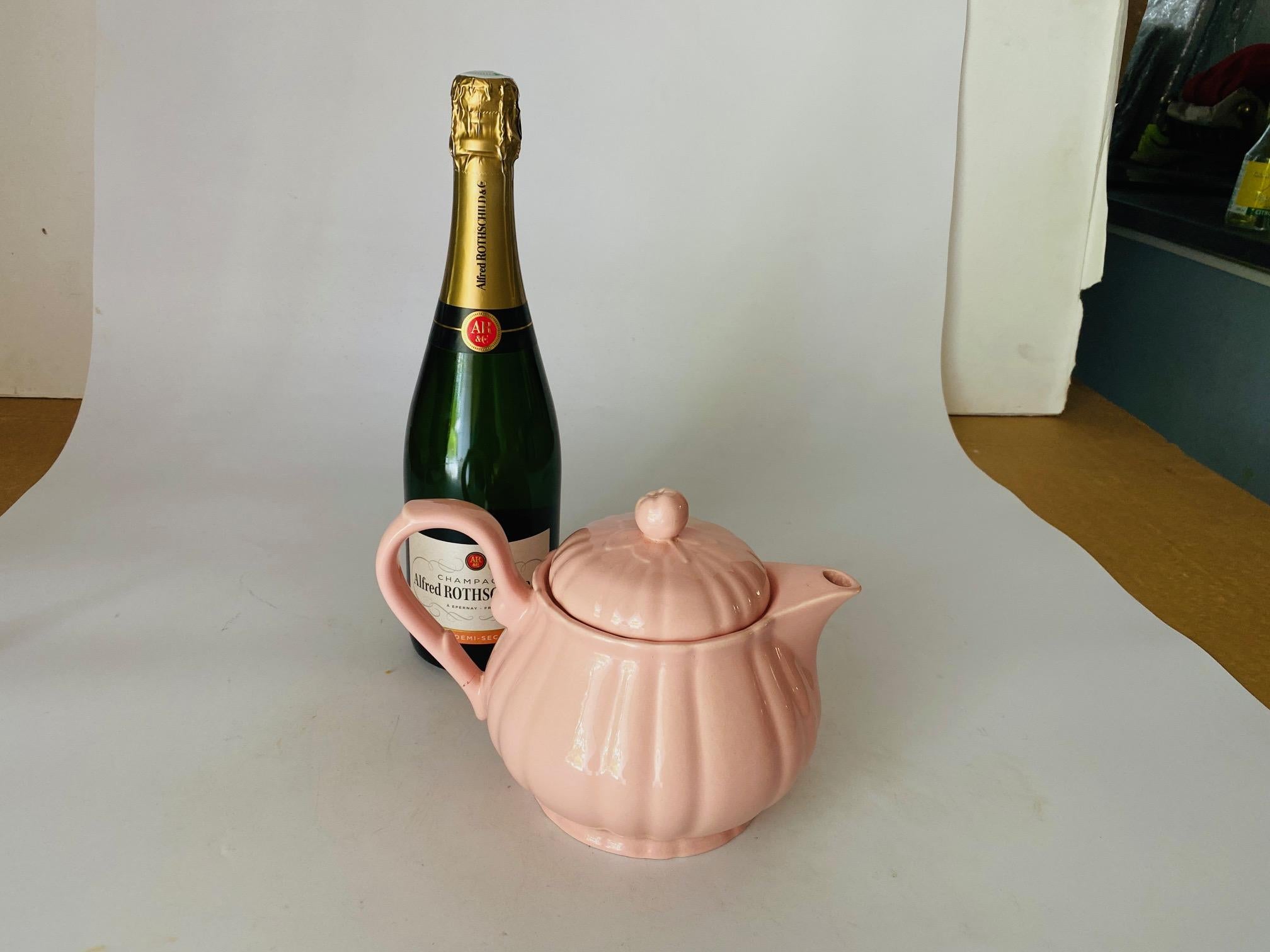 Teapot in Ceramic for Les Salins in Pink Color Midcentury, France For Sale 3