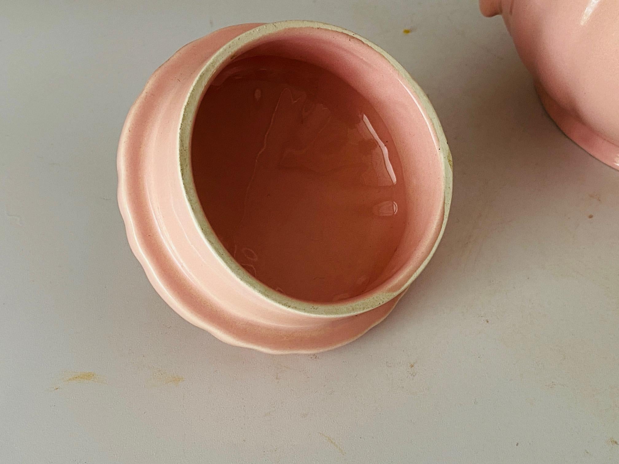 Mid-Century Modern Teapot in Ceramic for Les Salins in Pink Color Midcentury, France For Sale