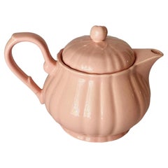 Retro Teapot in Ceramic for Les Salins in Pink Color Midcentury, France