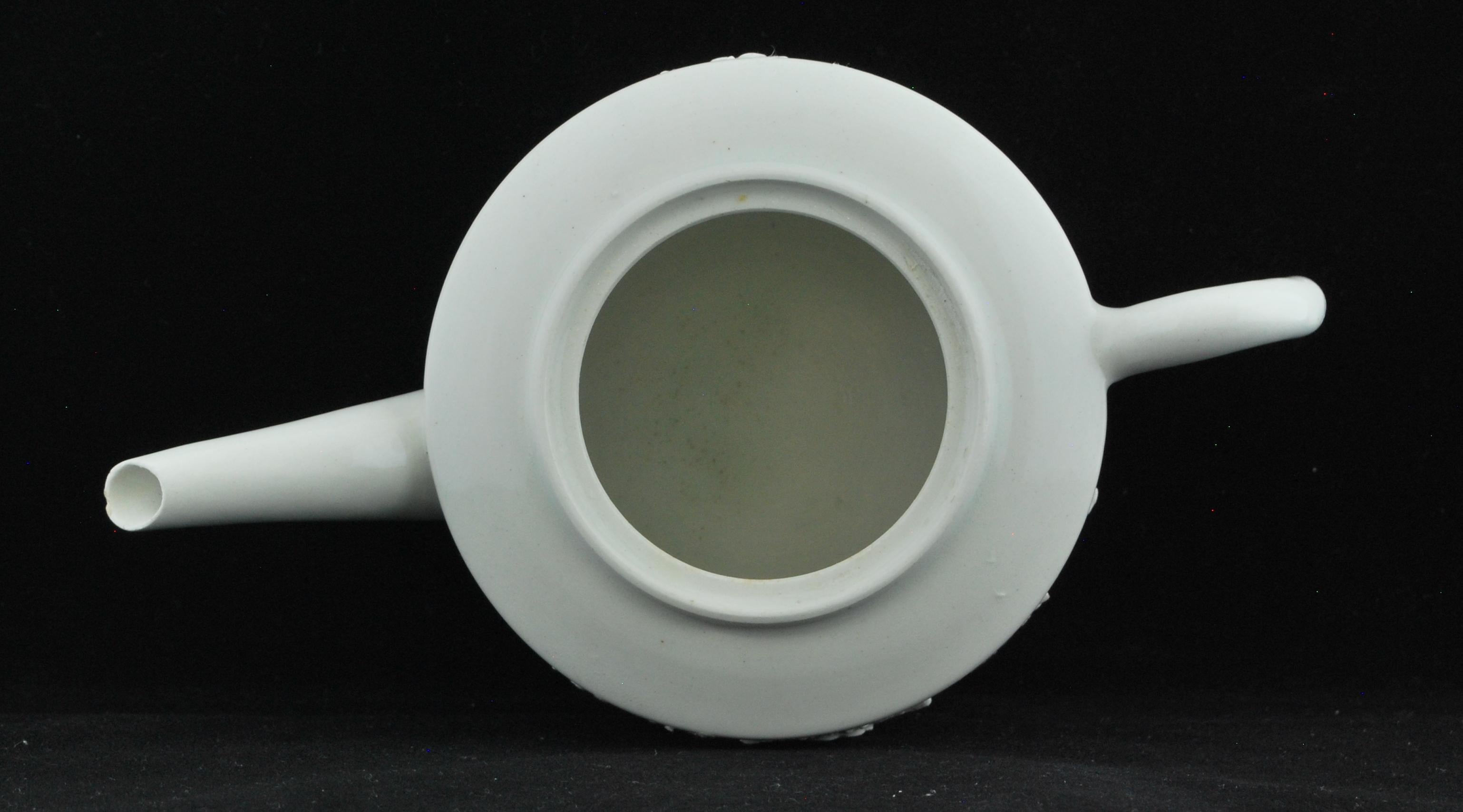 Turned Teapot in the White, Prunus Decorated, Bow, circa 1749 For Sale