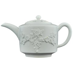 Teapot in the White, Prunus Decorated, Bow, circa 1749