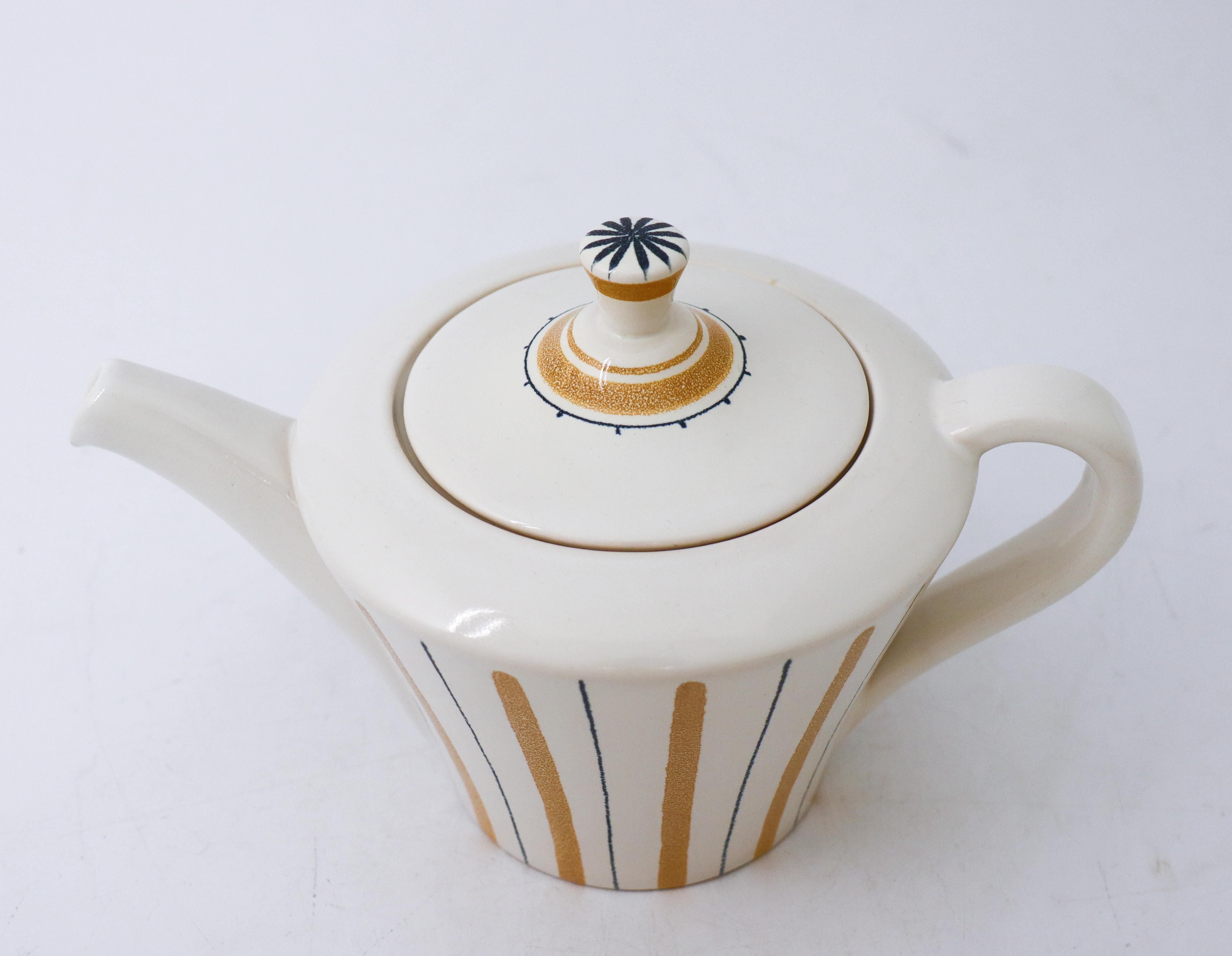 Teekanne, „Lilja“ „Lilly“, Bo Fajans, Schweden, 1940er Jahre, Mid-Century Modern Vintage (Skandinavische Moderne) im Angebot