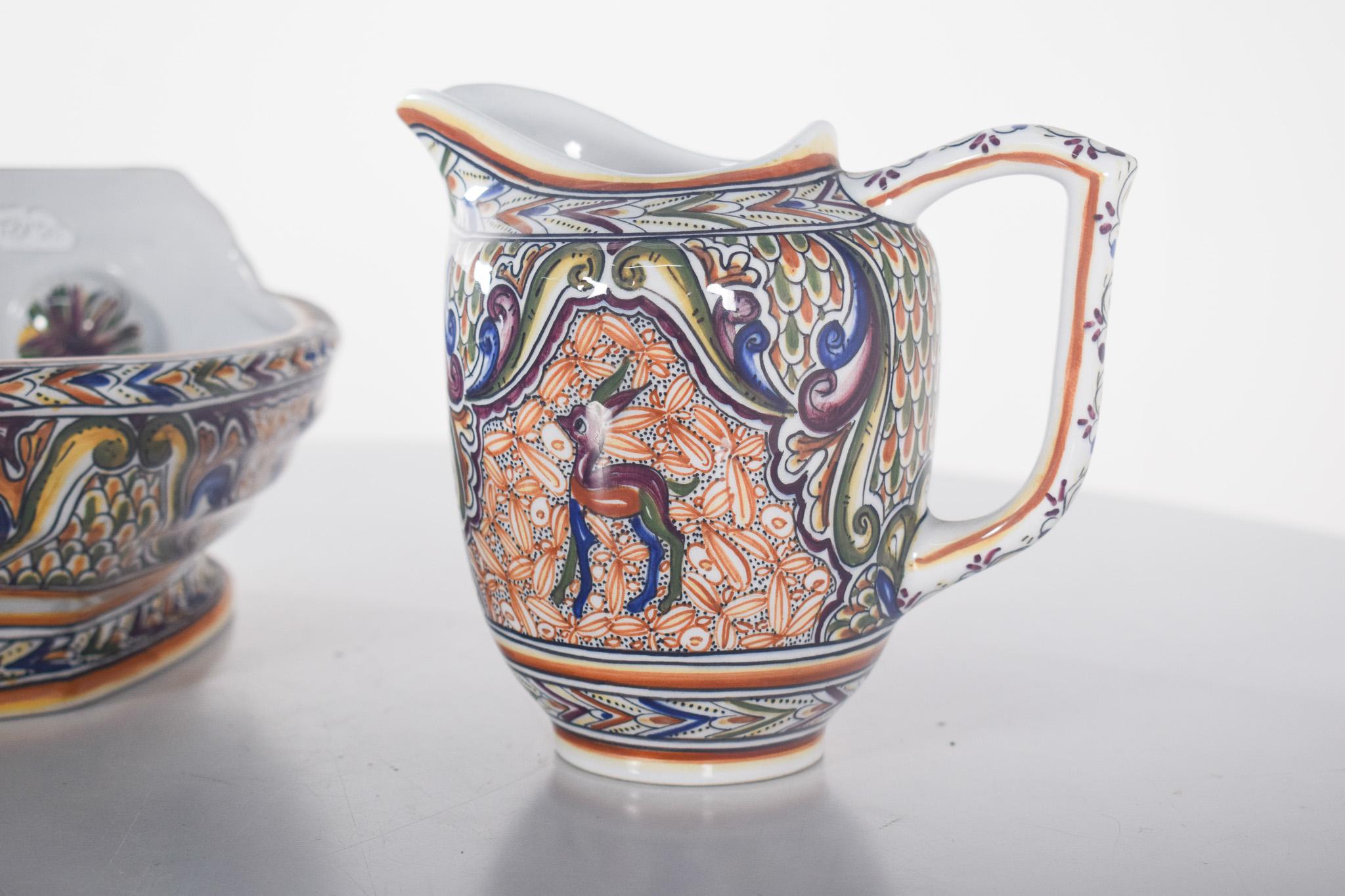 Mid-Century moderno Teiera, saliera e brocca con rubinetto in maiolica Conimbriga in vendita