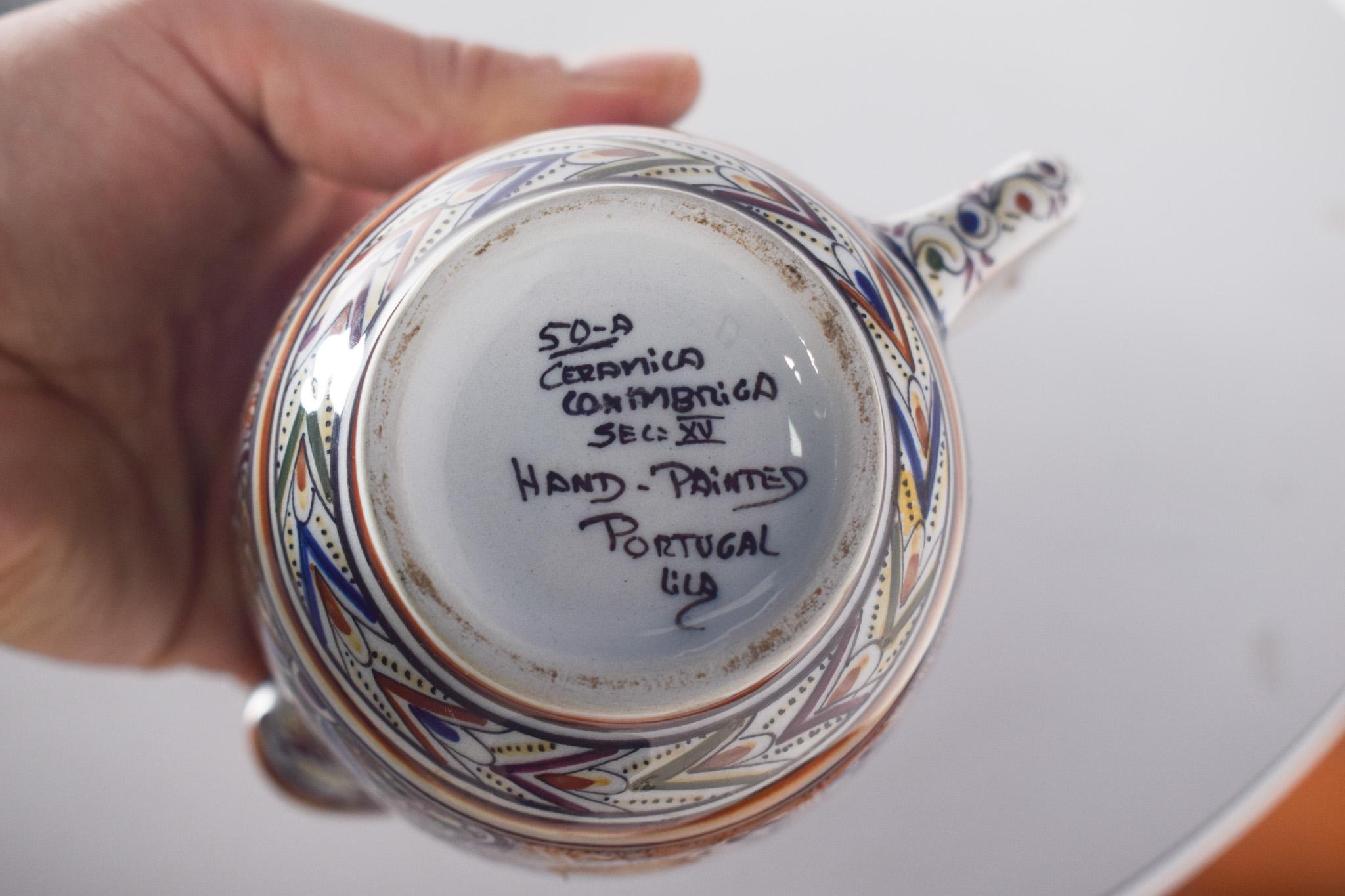 Terracotta Teiera, saliera e brocca con rubinetto in maiolica Conimbriga in vendita