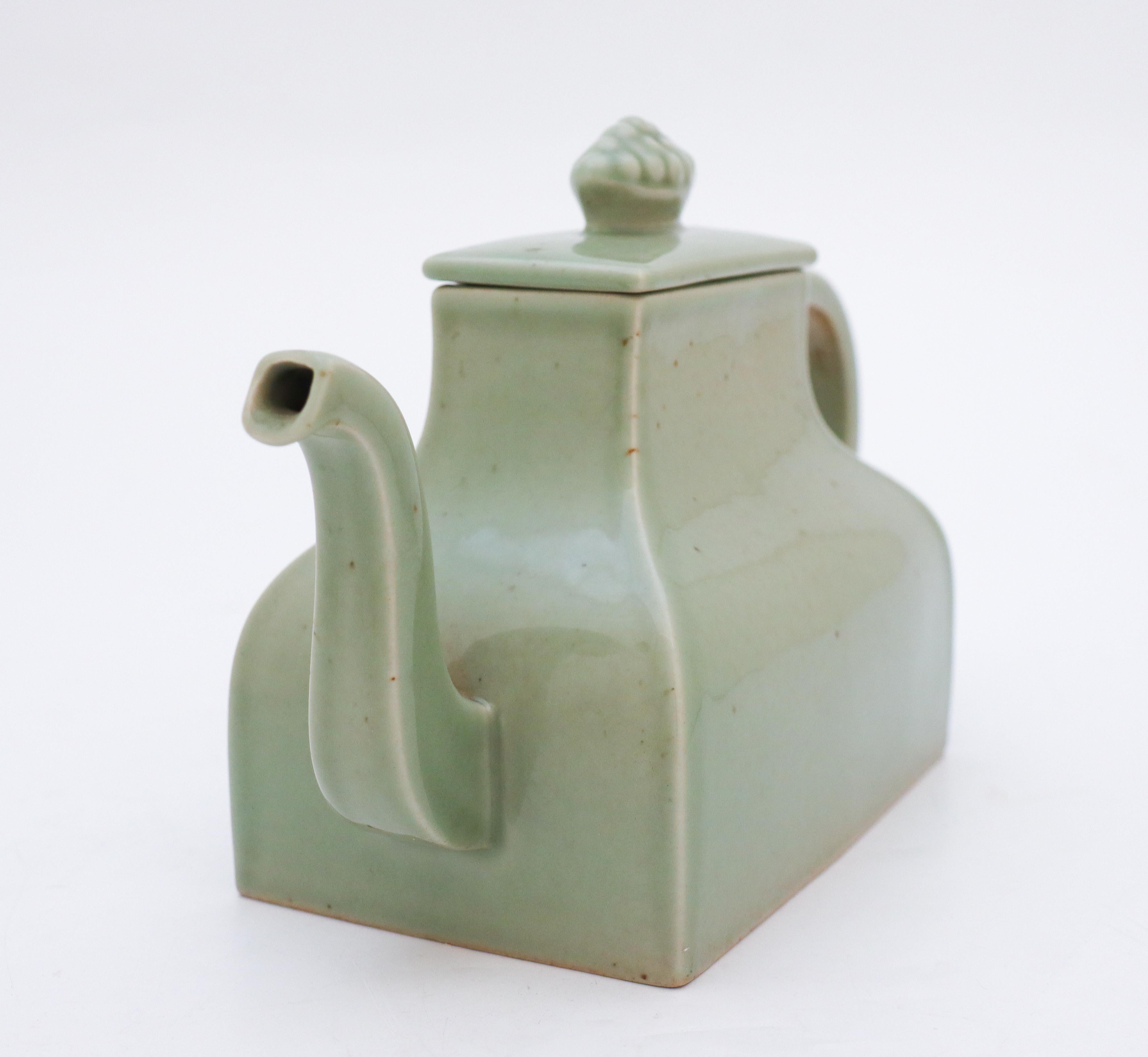 Late 20th Century Teapot with Green Celadon Glaze Signe Persson Melin, Rörstrand, Vintage