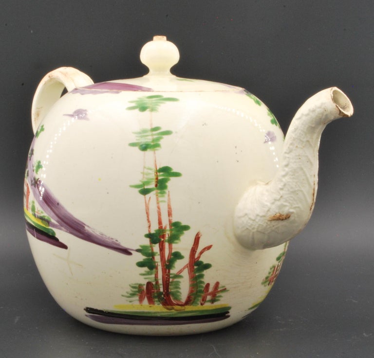 Molded Teapot, with Naive Shepherdess, Wedgwood C1770 For Sale