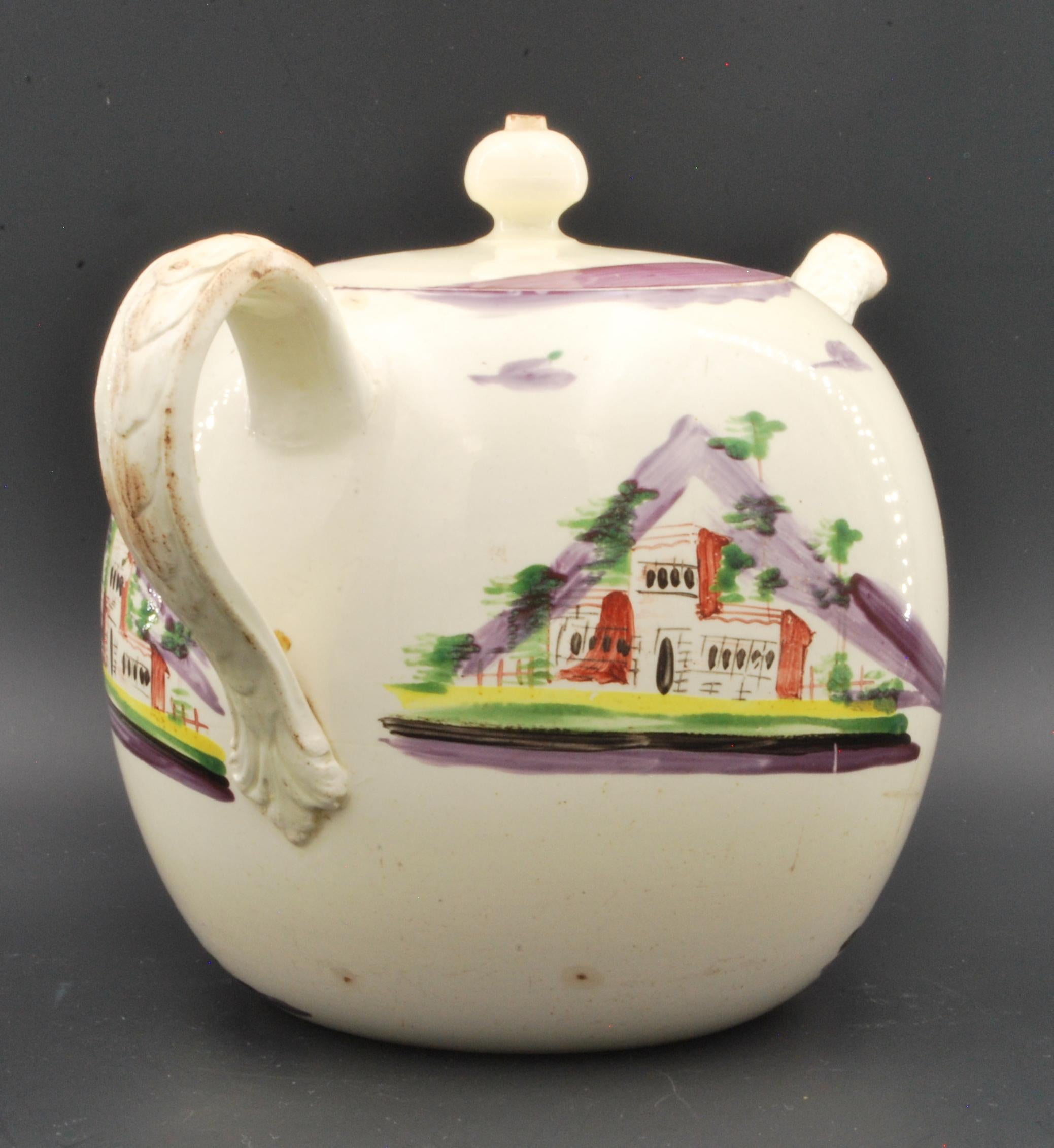 English Teapot, with Naive Shepherdess, Wedgwood C1770 For Sale