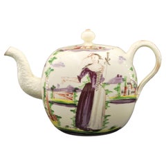 Antique Teapot, with Naive Shepherdess, Wedgwood C1770