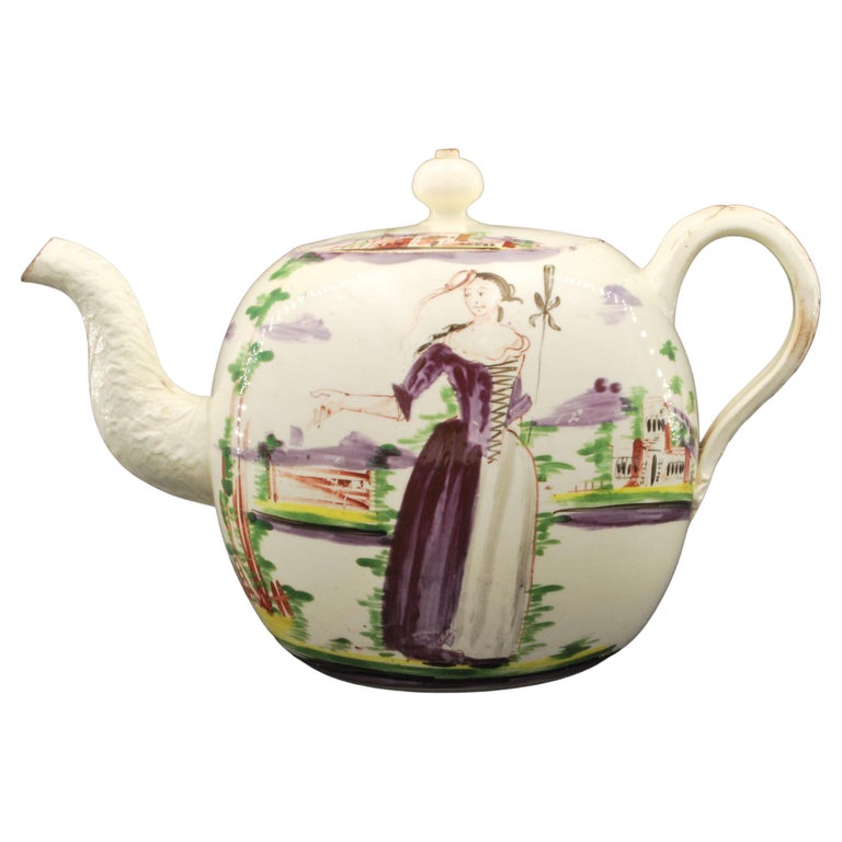 Teapot, with Naive Shepherdess, Wedgwood C1770 For Sale