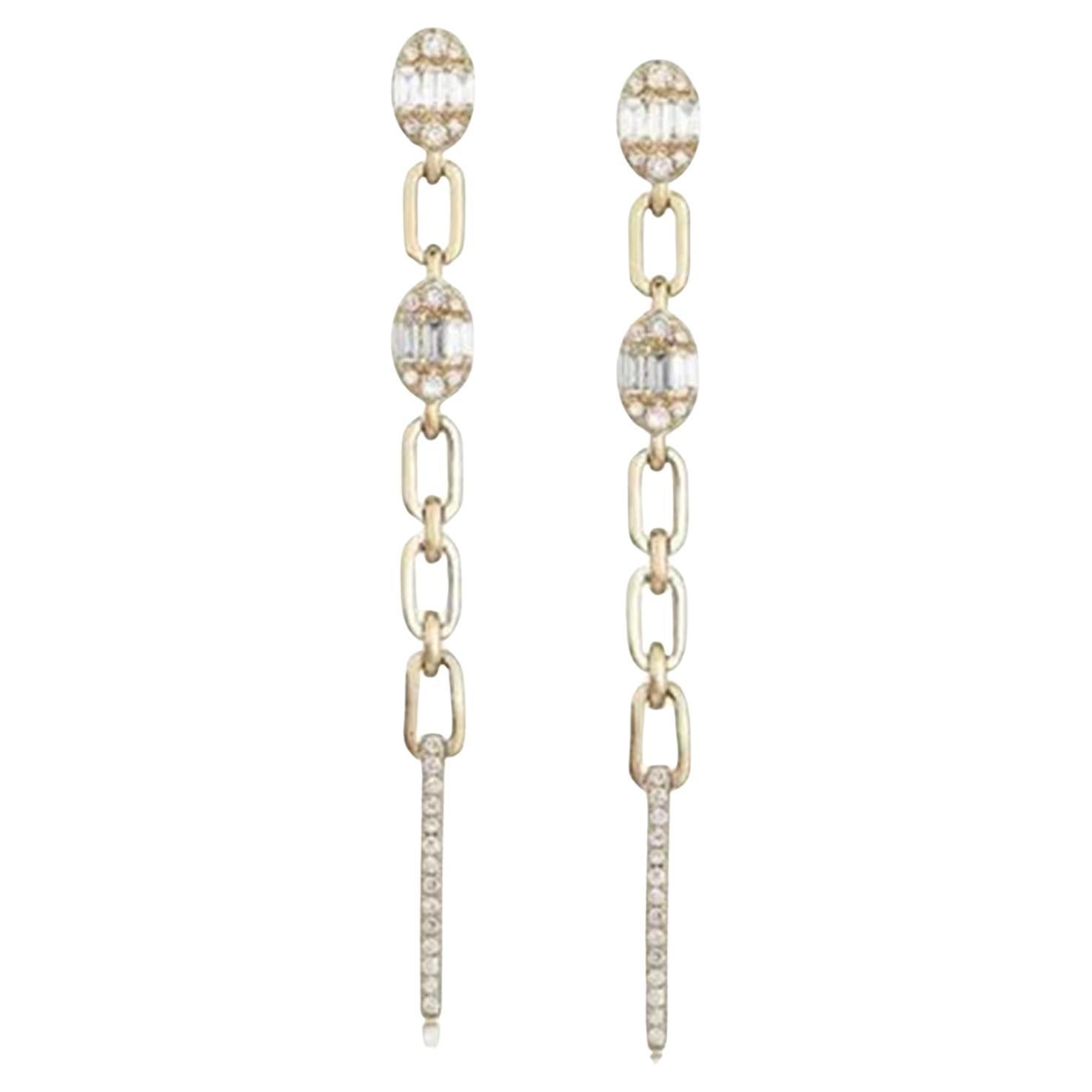 Tear Danglers 14K (or 18k upon request) Yellow Gold Diamond Drop Earrings