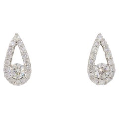 Tear Drop 1.00CTW Diamond Stud Earrings 