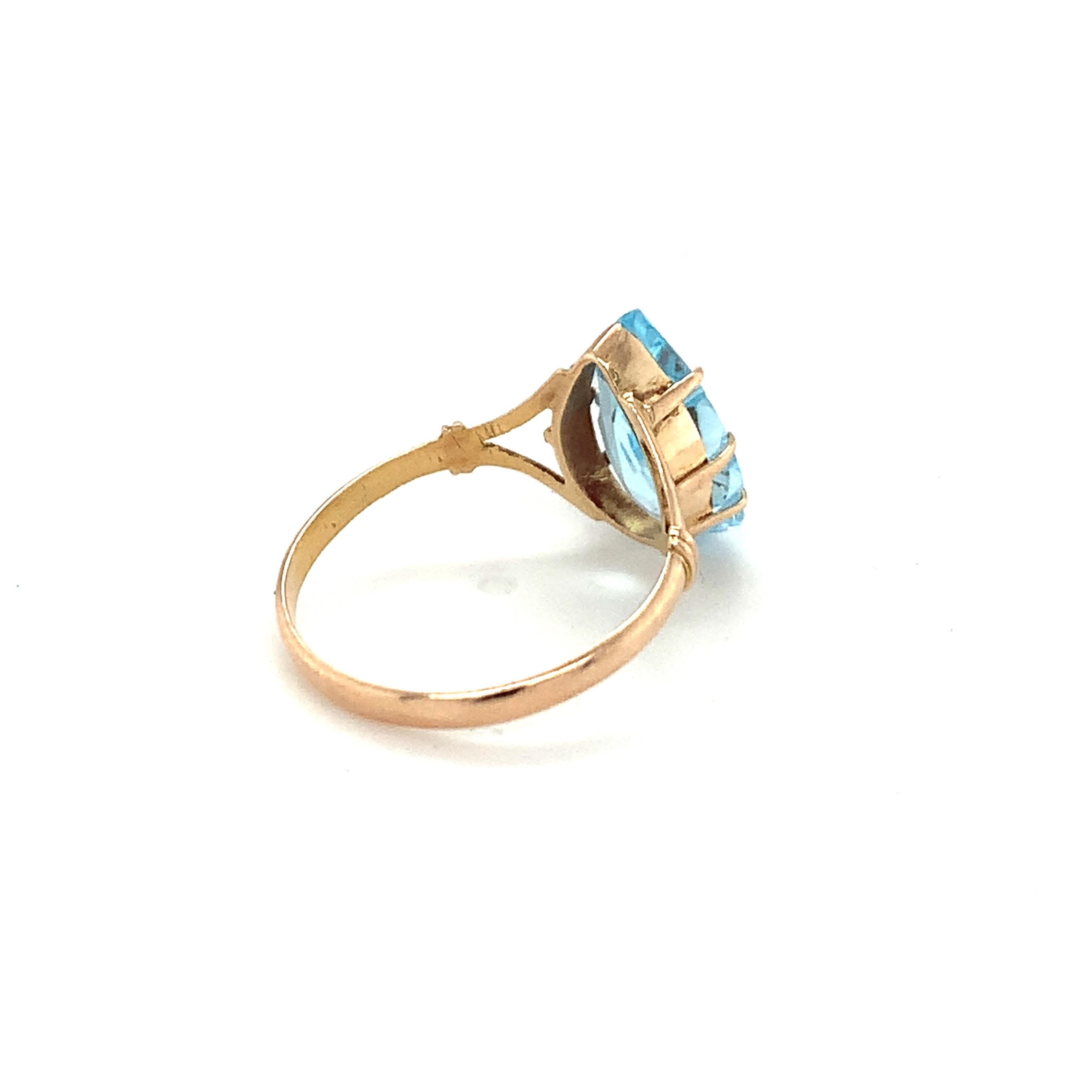 Tear Drop Blue Topaz Ring Set in 14k Yellow Gold In New Condition For Sale In Trumbull, CT