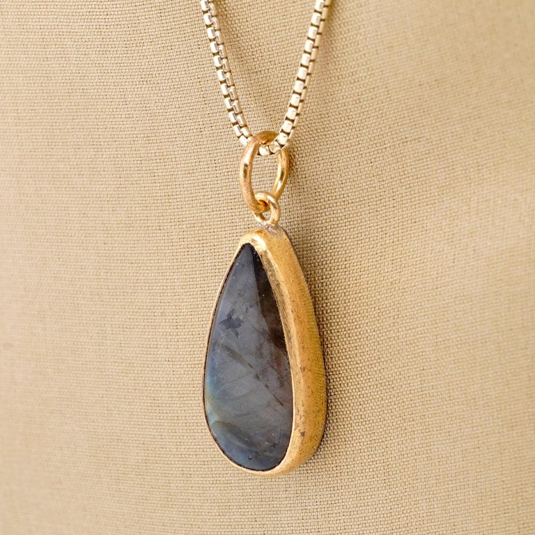 •AEON• labradorite tear + gold necklace (18