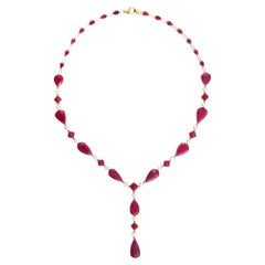 Collier à maillons rubis du Mozambique en or jaune 18 carats avec diamants