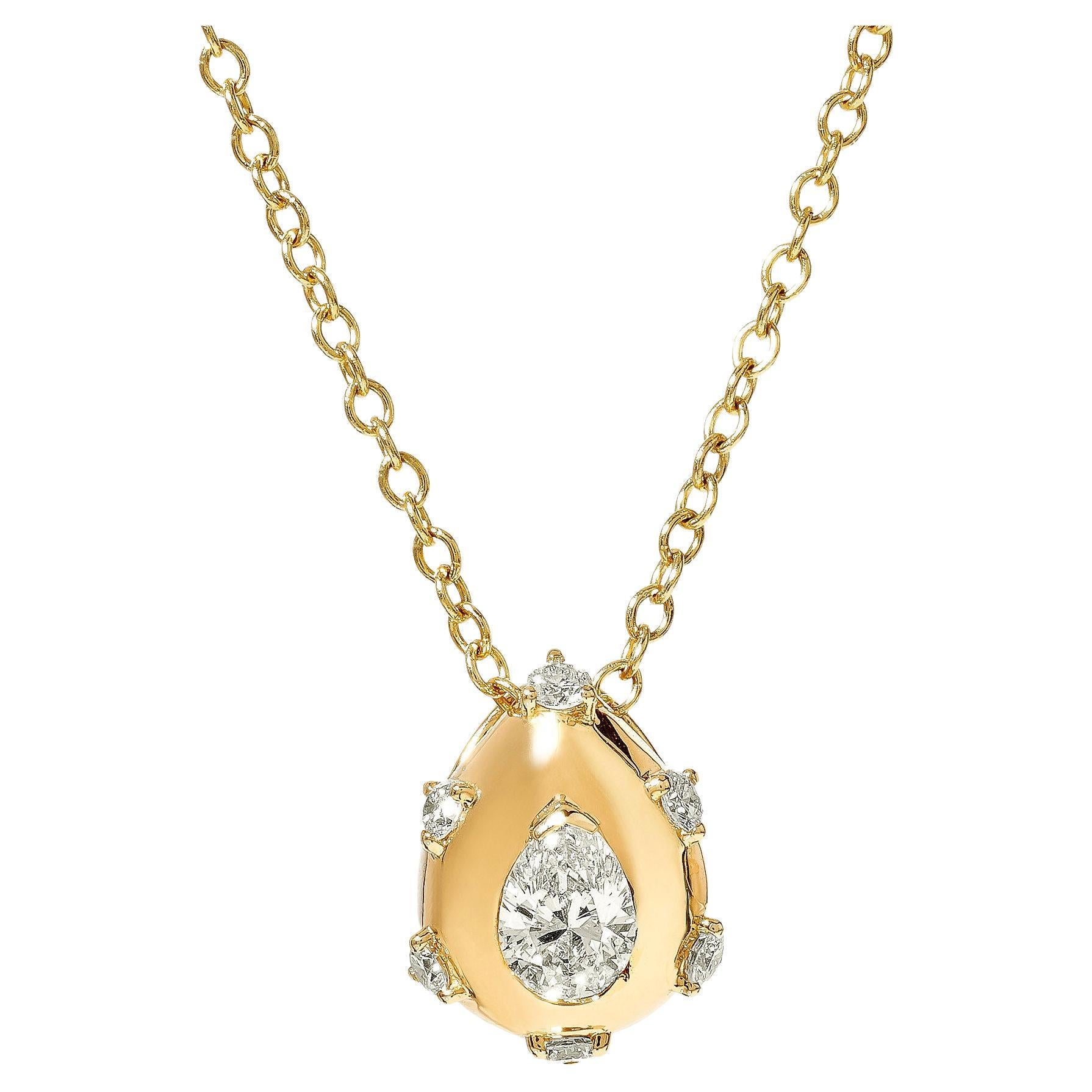 Cushion Cut Diamond Tear Drop Shape Pendant For Sale at 1stDibs