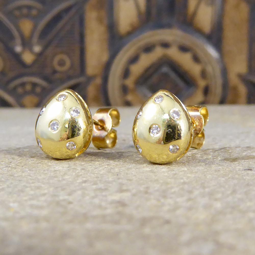 Tear Drop Shaped Diamond set Earrings in 18 Carat Yellow Gold 1