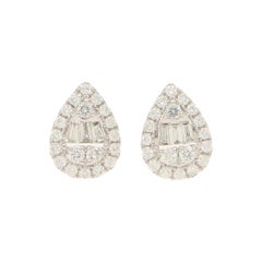 Tear Drop Shaped Diamond Set Stud Earrings 0.57cts