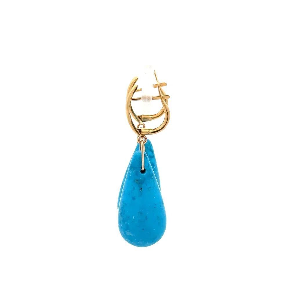 Tränen Tropfen Türkis Gold Tropfen auf Hoop Vintage Ohrringe Damen im Angebot