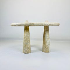 Tear-Shape Top Three Leg Travertine Stone Table