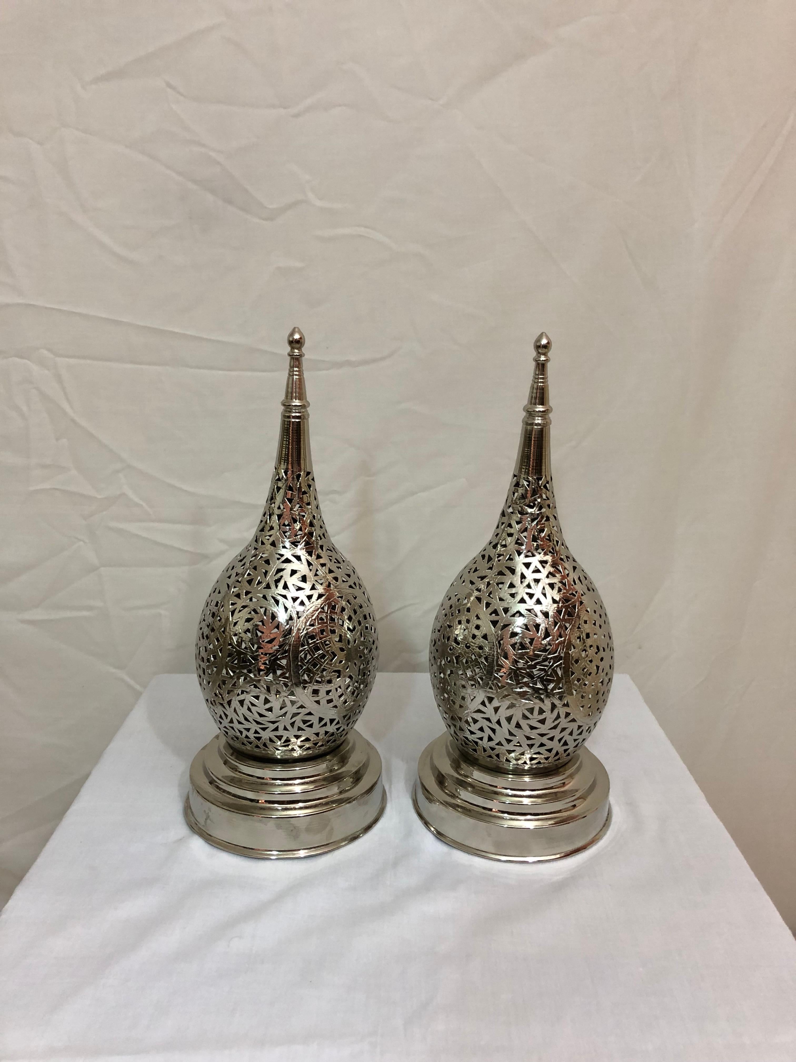 Tear Shaped Brass Handmade Table Lamps, a Pair 5