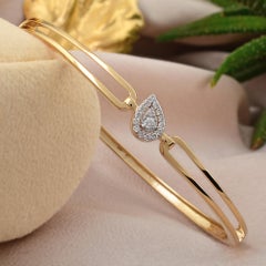 Teardrop 0.17Ct Diamond Minimalist 14k Yellow Gold Bracelet Wedding Gift