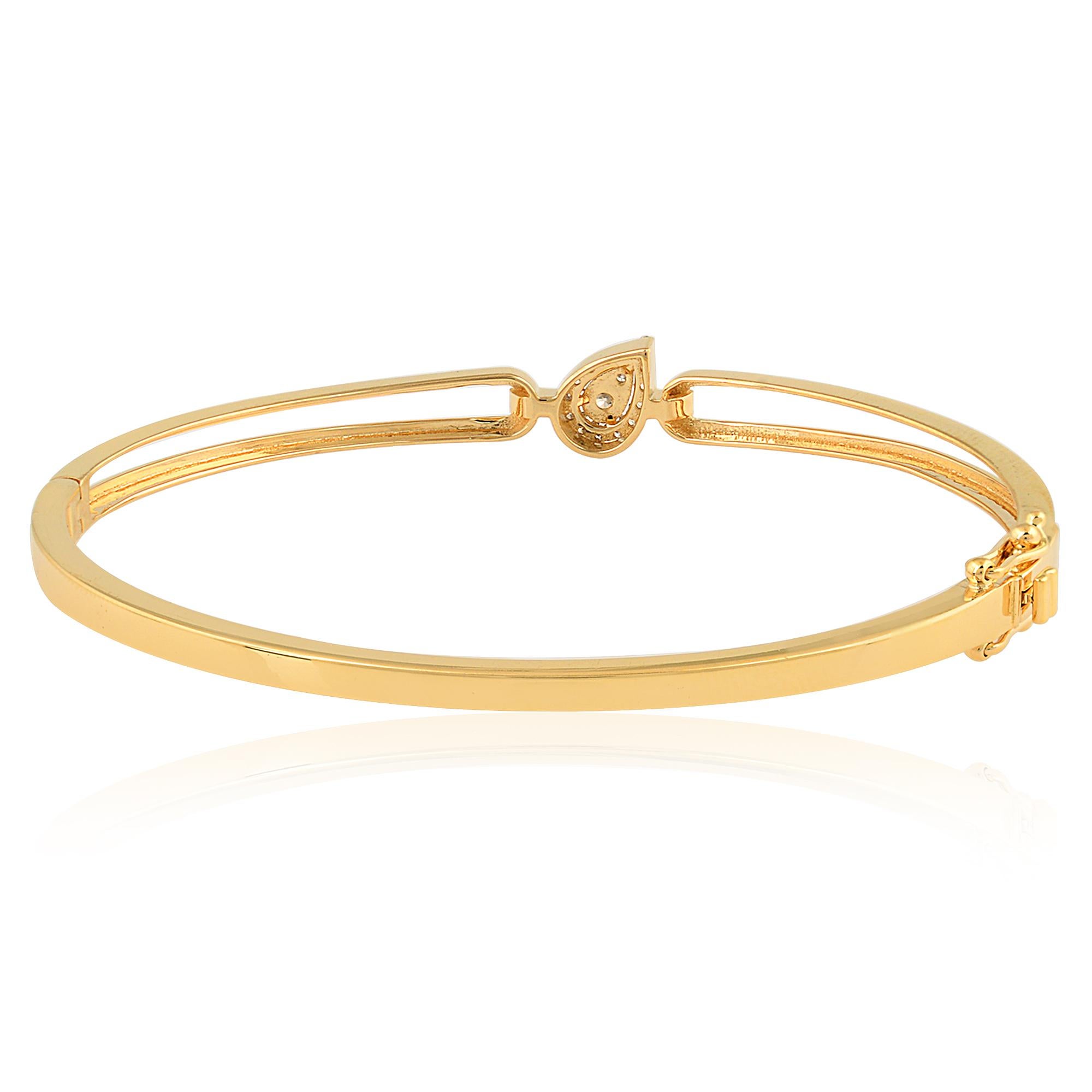 Teardrop 0.17ct Diamond Minimalist 18k Yellow Gold Bracelets Wedding Gift Neuf - En vente à Diera, Dubai