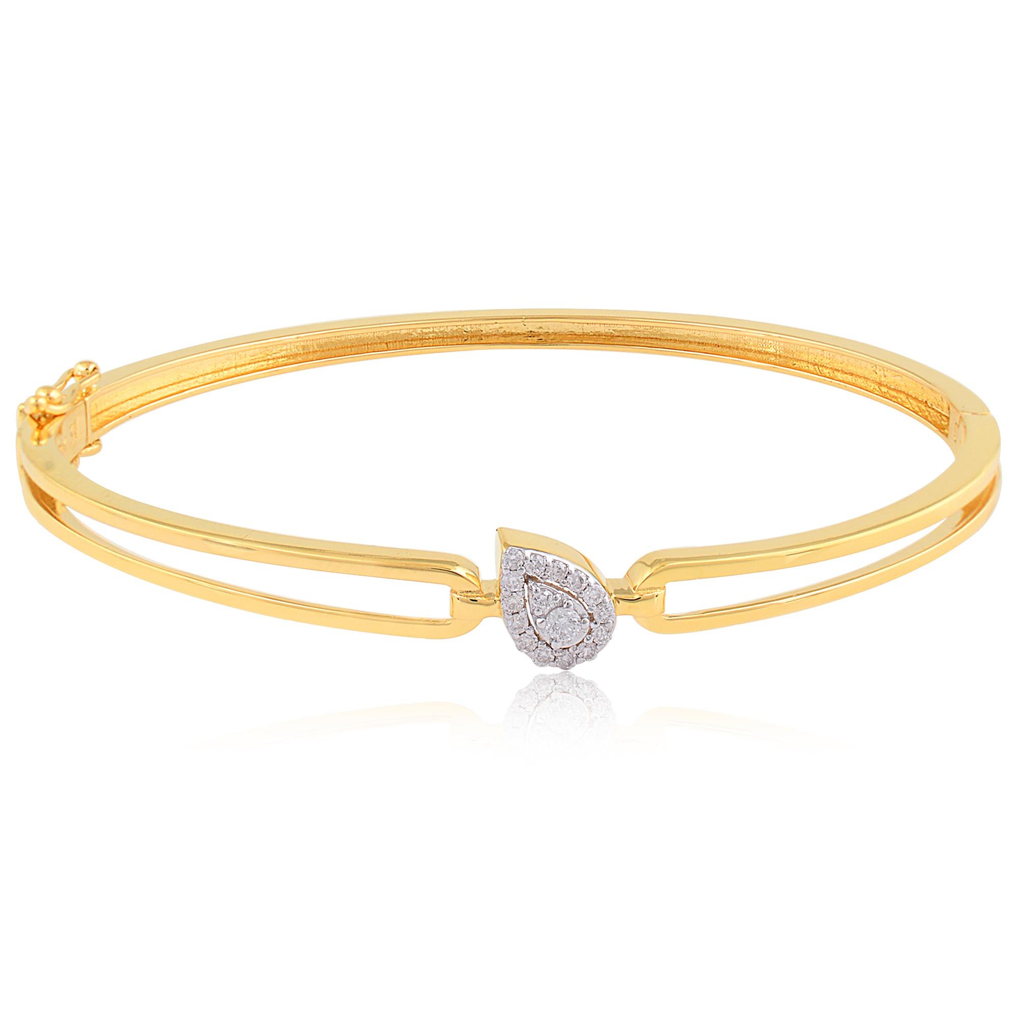 Teardrop 0.17ct Diamond Minimalist 18k Yellow Gold Bracelets Wedding Gift Pour femmes en vente