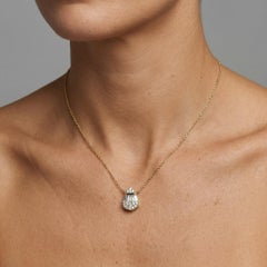 Collier pendentif en or jaune 14 carats avec diamants baguettes en forme de larme