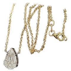 Teardrop Baguette Diamond 14K Yellow Gold Pendant Necklace