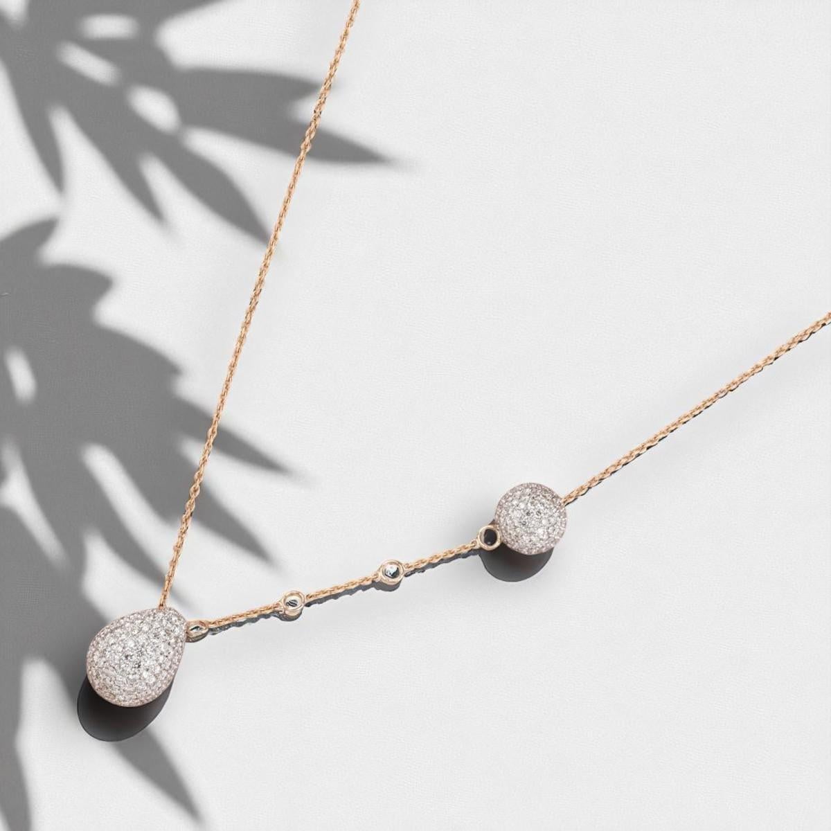 Collier de diamants Teardrop Ball en or massif 14k (certifié) Neuf - En vente à New Delhi, DL