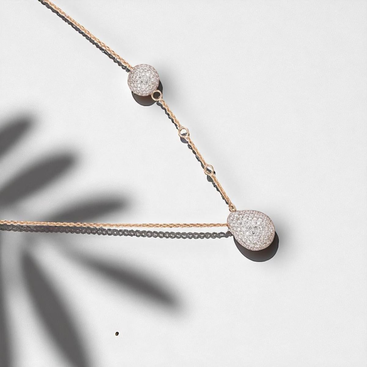 Collier de diamants Teardrop Ball en or massif 14k (certifié) Pour femmes en vente