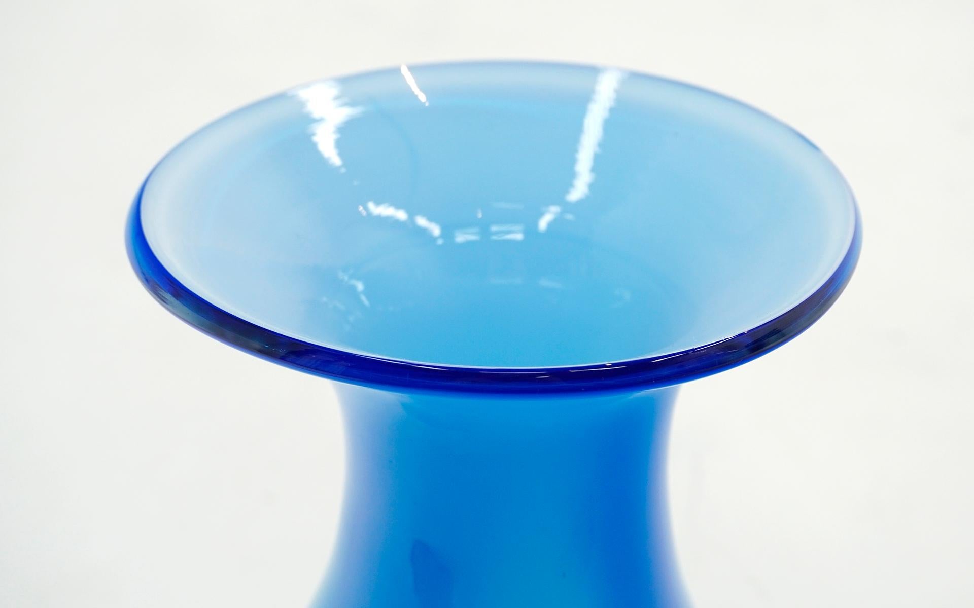 Italian Teardrop Blue Art Glass Vase, Excellent Condition For Sale