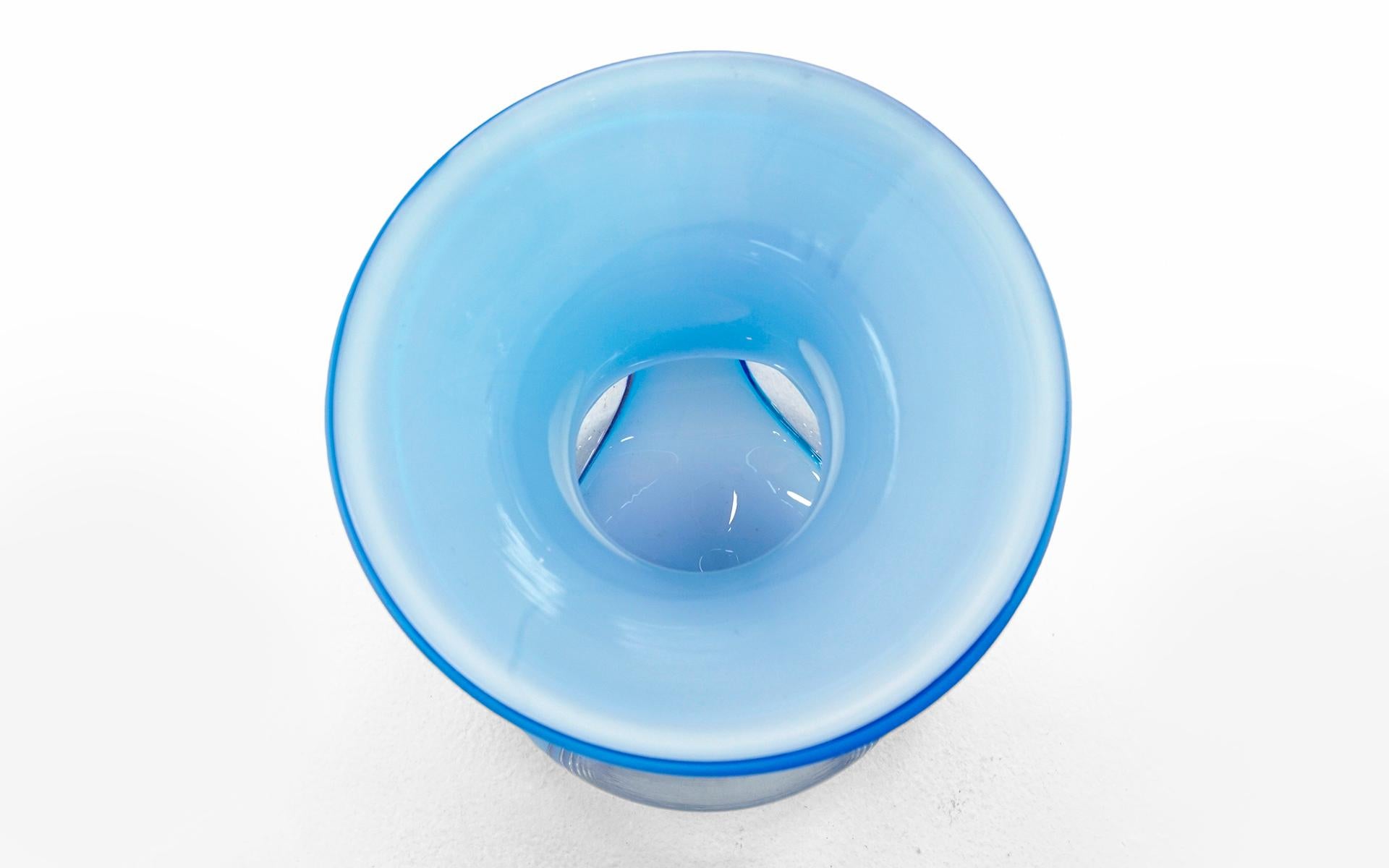 Mid-20th Century Teardrop Blue Art Glass Vase, Excellent Condition For Sale