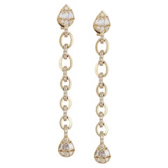 Teardrop Chain Link 14K (or 18k upon request) Yellow Gold Diamond Drop Earrings