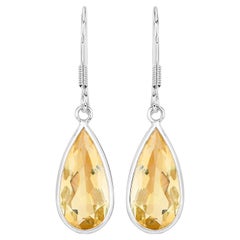 Orecchini a goccia di citrino 10 carati placcati in oro bianco 18 carati A. Silver