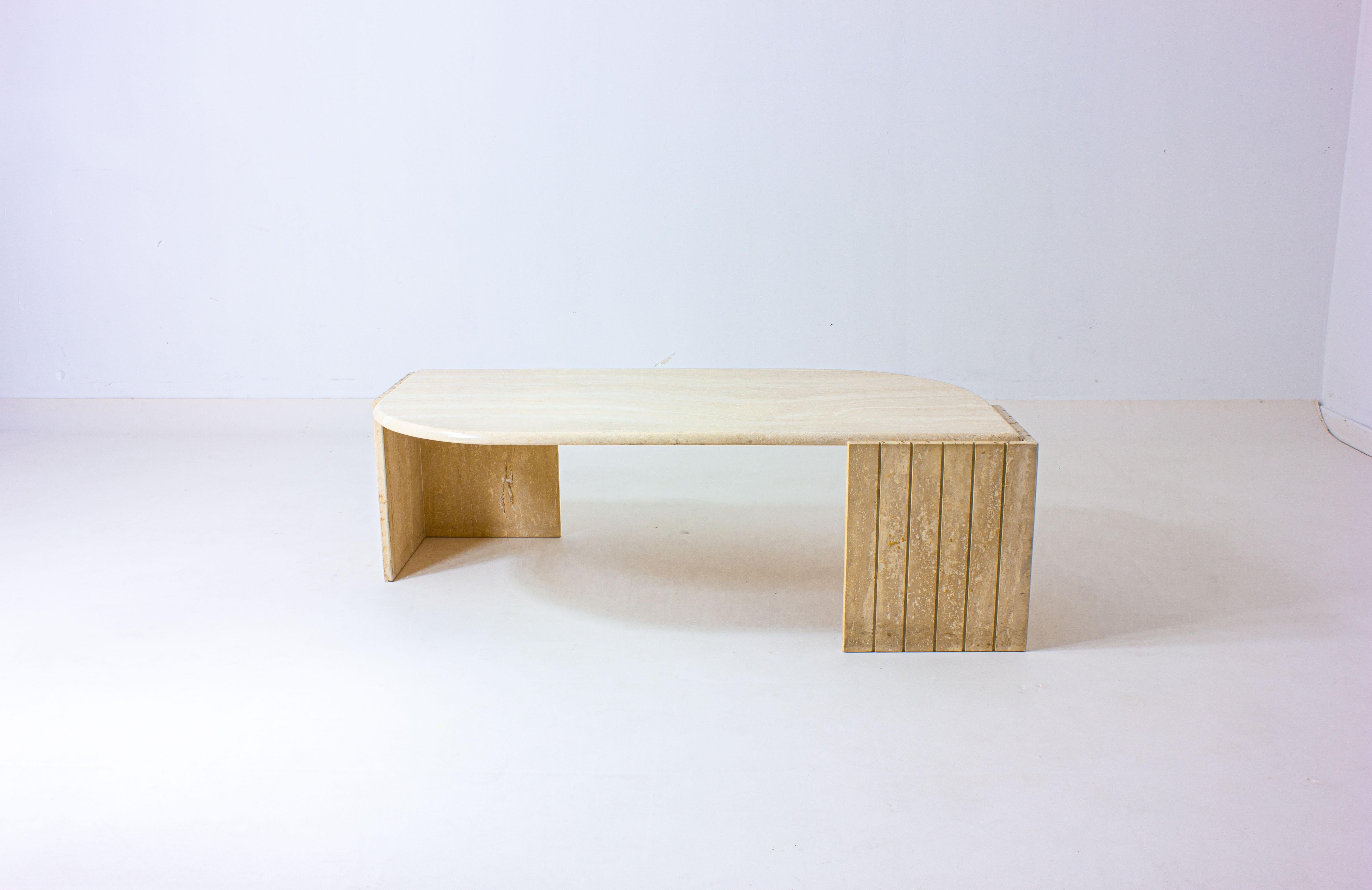 Late 20th Century Teardrop Coffee Table in Travertine, Italy, 1970s