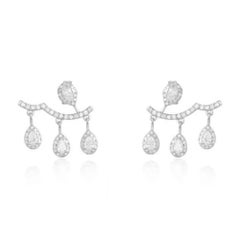 Teardrop Diamond 14K (18k upon request) Yellow Gold Cluster Ear Jacket Earrings