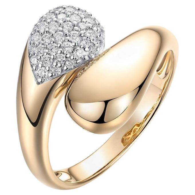 Anello Cocktail con diamanti a goccia in oro giallo 14K (o 18k su richiesta)