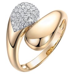 Anello Cocktail con diamanti a goccia in oro giallo 14K (o 18k su richiesta)