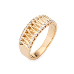 Teardrop Diamond Band Vintage 14k Yellow Gold Ring Estate Jewelry