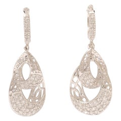 Teardrop Diamond Dangle Earrings in 14k Solid Gold (Certified)