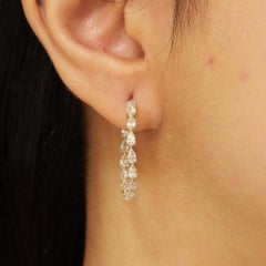 2.72 Carat Teardrop Natural Diamond Inside Out Hoop Earrings, 14K Yellow Gold