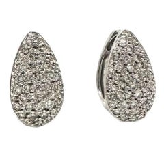 Teardrop Diamond Huggies Earrings in 18K White Gold 0.30 Carat