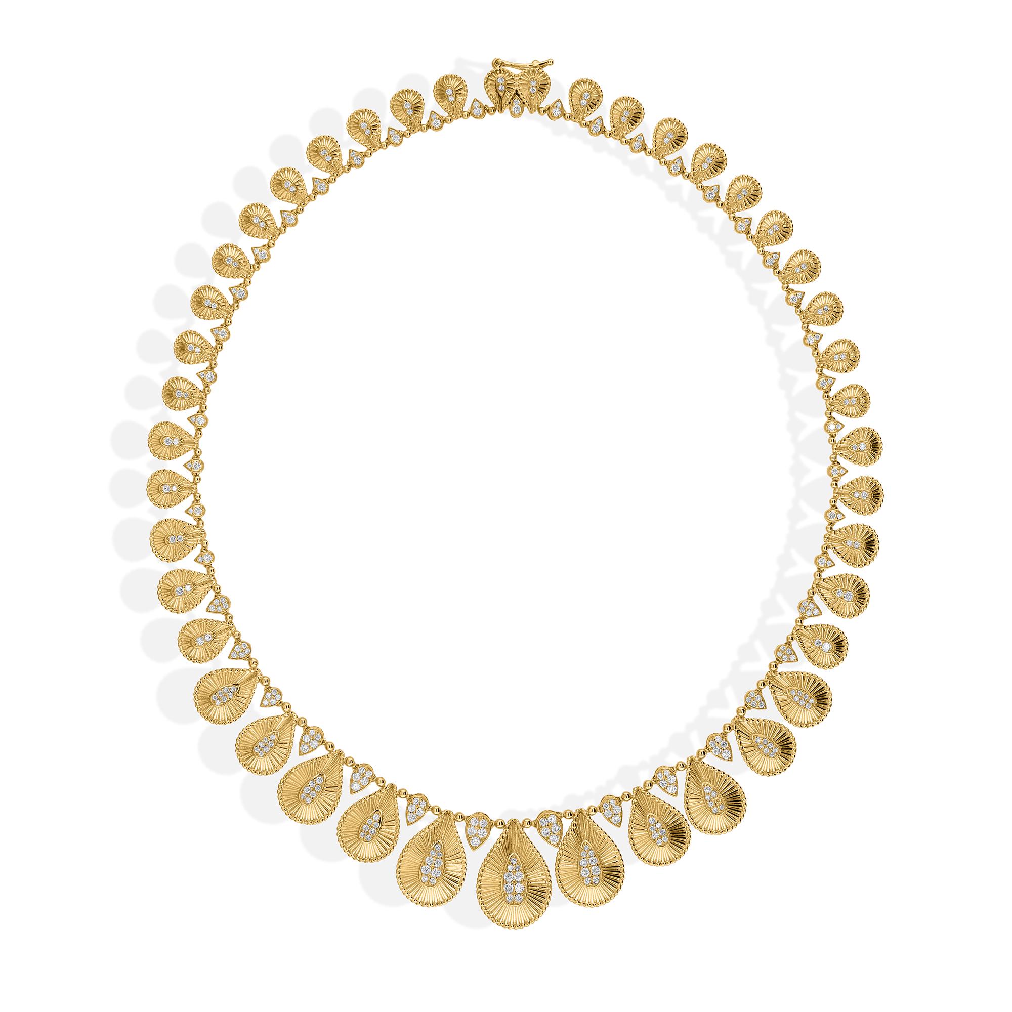 Teardrop Diamond Studded 18k Yellow Gold Choker Necklace Fine Bridal Jewelry For Sale 1