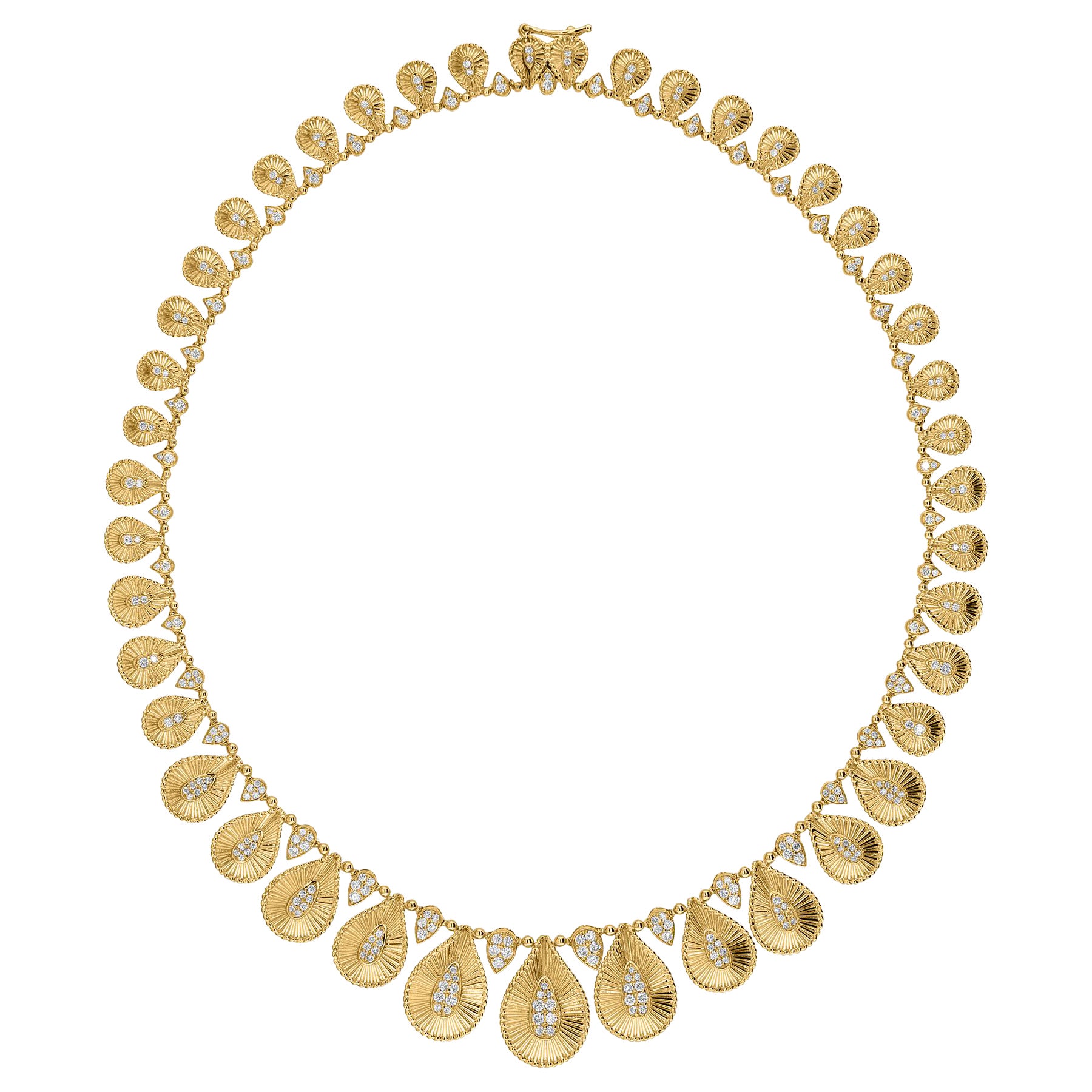 Collier ras du cou en or jaune 18 carats, clouté de diamants Bijoux de mariage